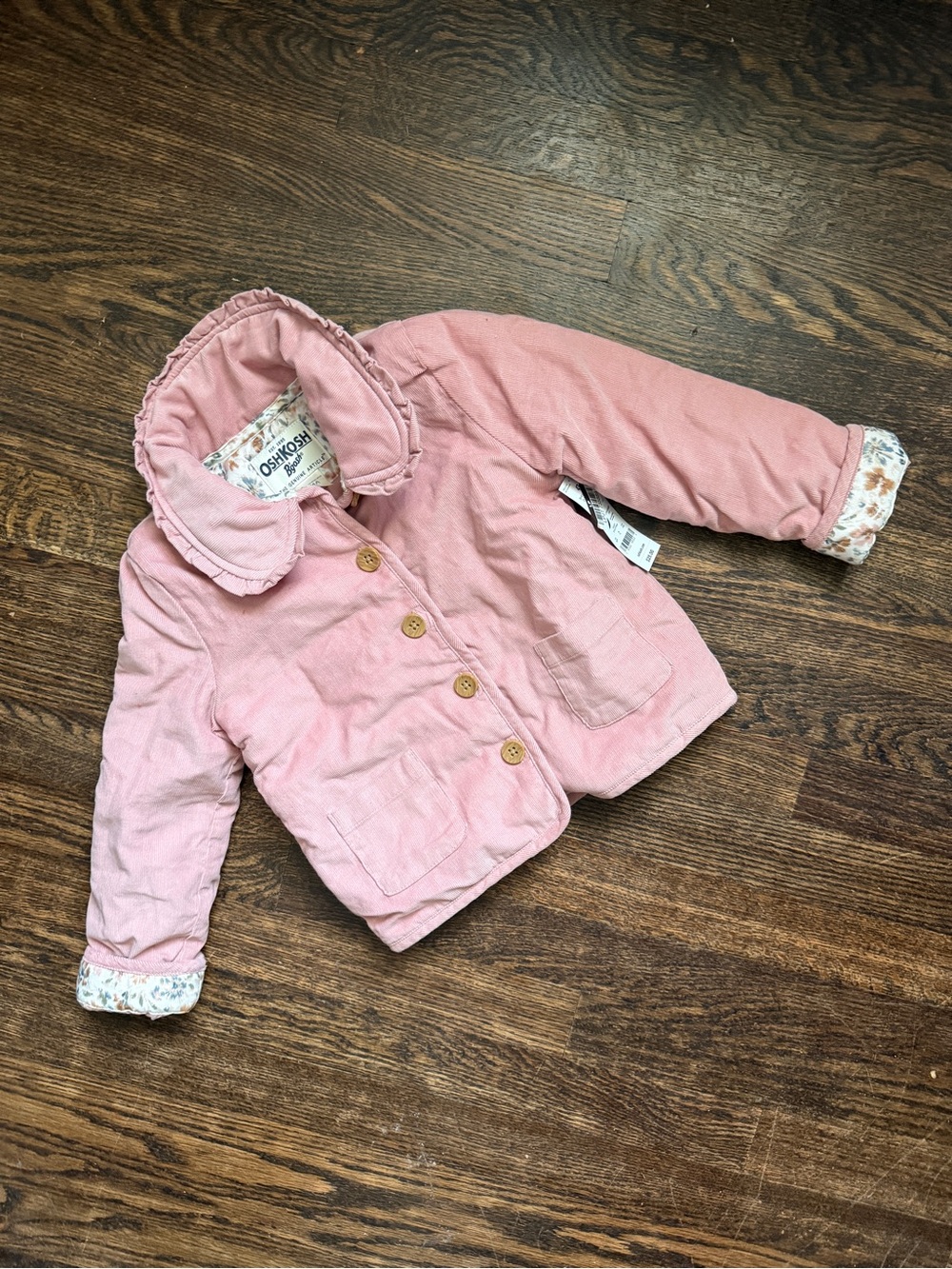 OshKosh Pink Corduroy Jacket with Floral Trim